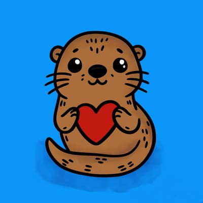 otter with a heart