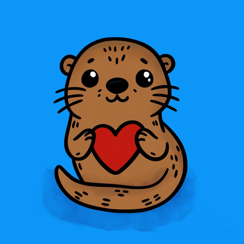 otter with a heart