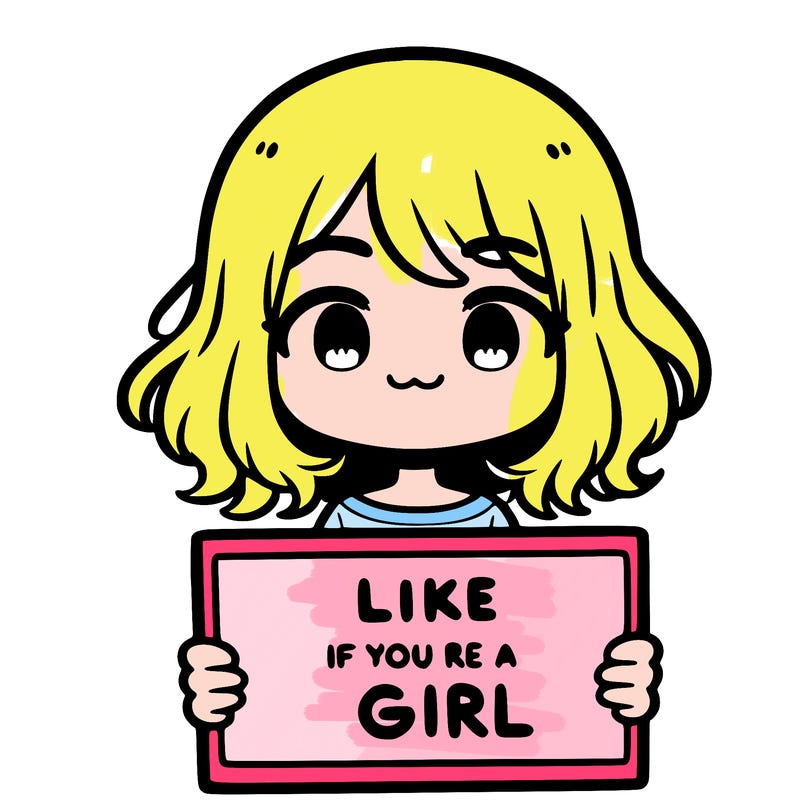 a cute girl holding a sign that says like if you’re a girl