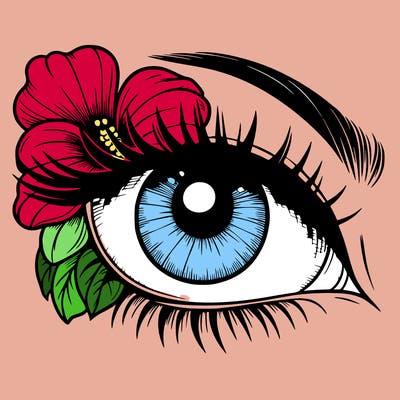 realistic eye with flower