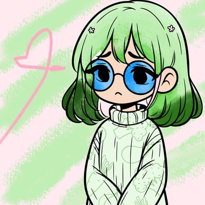 sad girl with glasses in a sweater