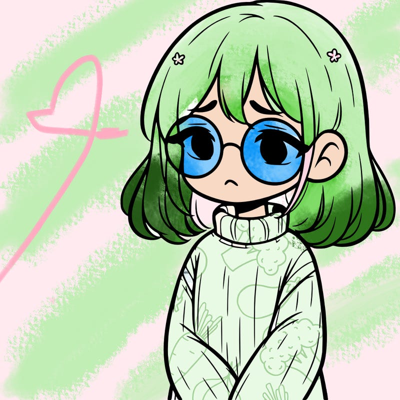 sad girl with glasses in a sweater