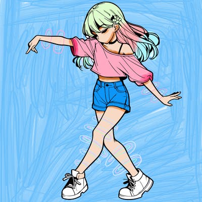 realistic girl danceing