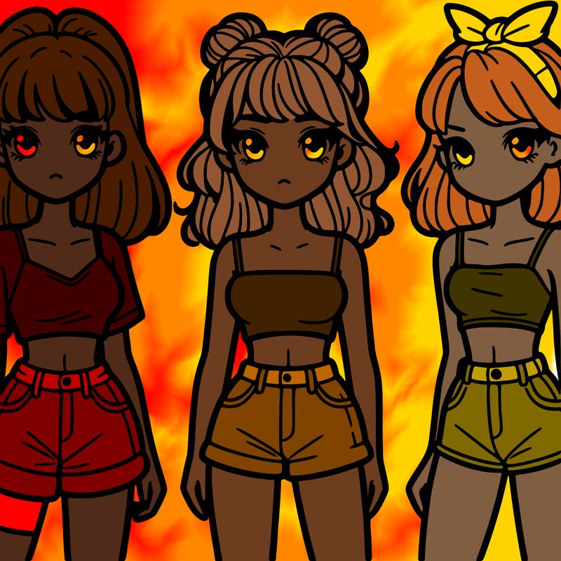 girls with crop tops and shorts