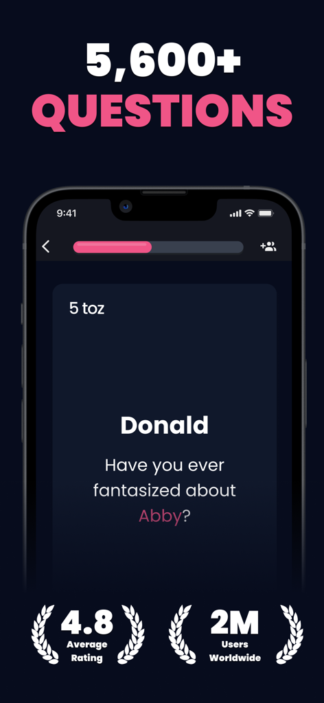 TOZ party game mobile interface showing a truth or dare question with user ratings