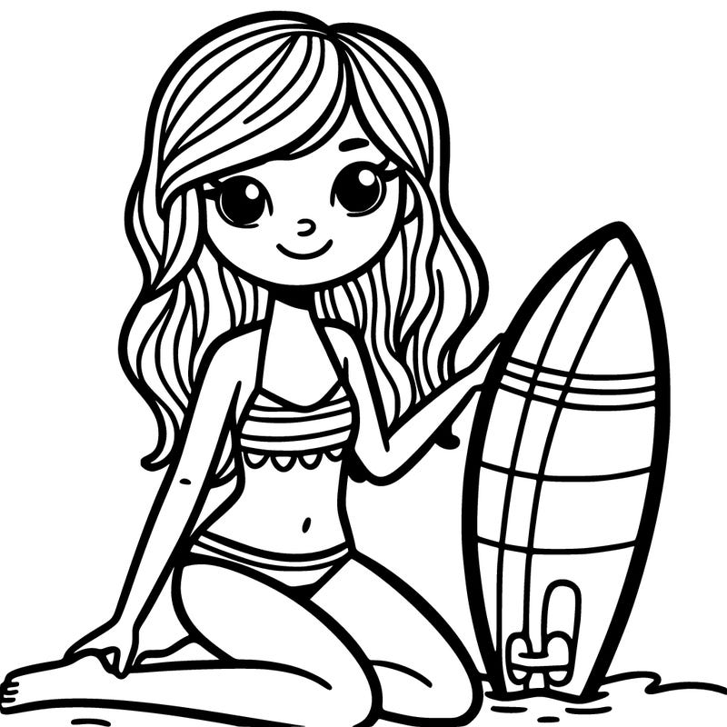 girl with surfboard