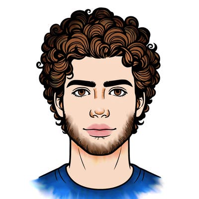 realistic man with curly hair