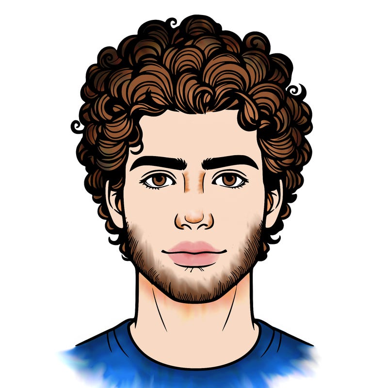 realistic man with curly hair