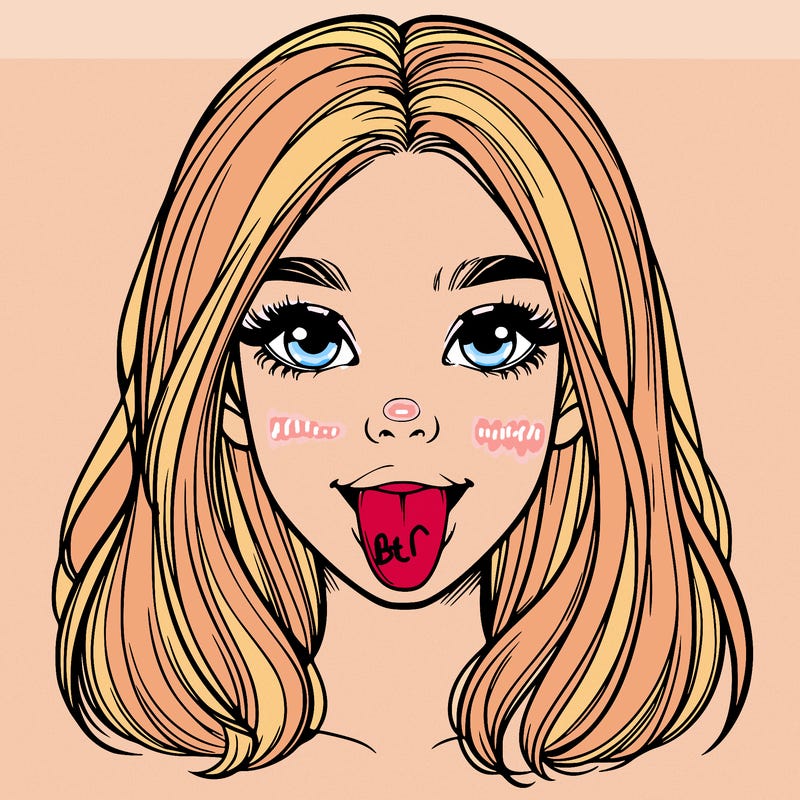 realistic girl with her tongue out