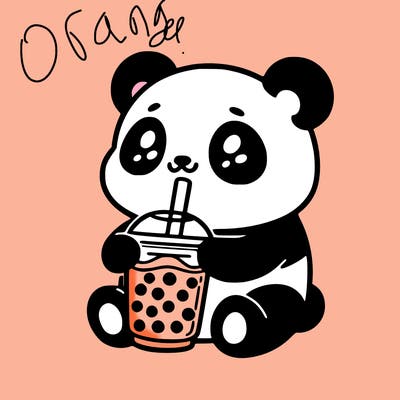 panda drinking boba