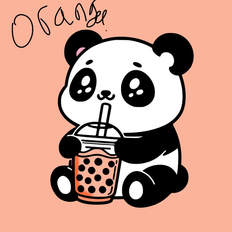 panda drinking boba