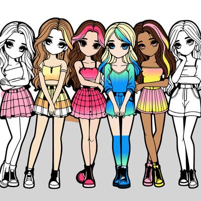 a group of girls realistic