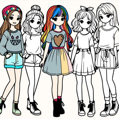 a group of five girls