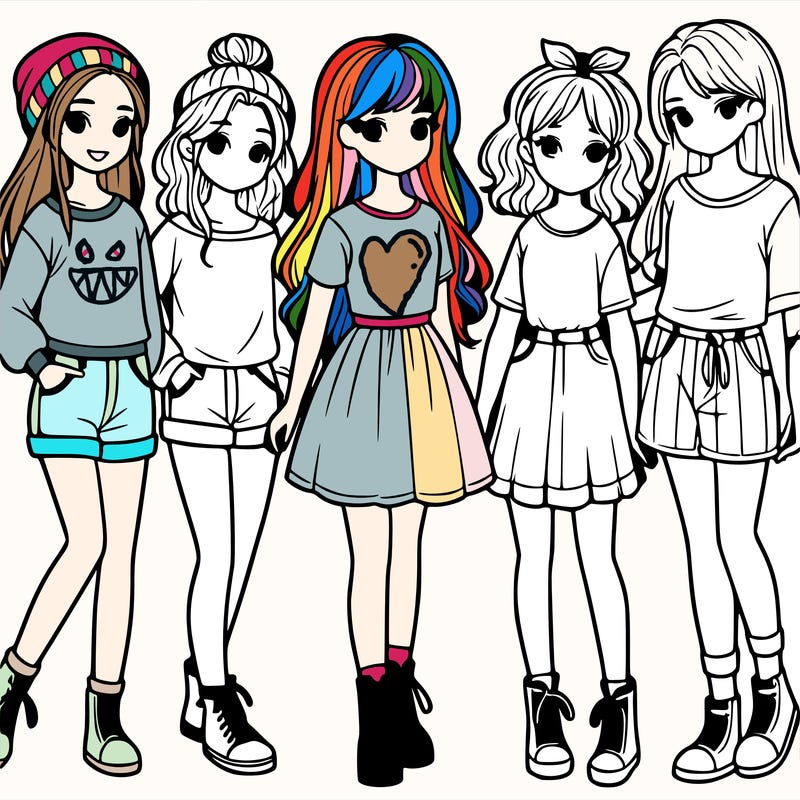 a group of five girls