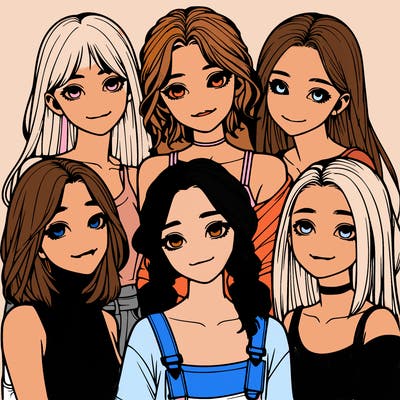 a group of girls realistic