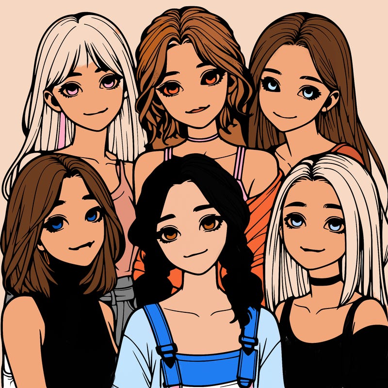 a group of girls realistic