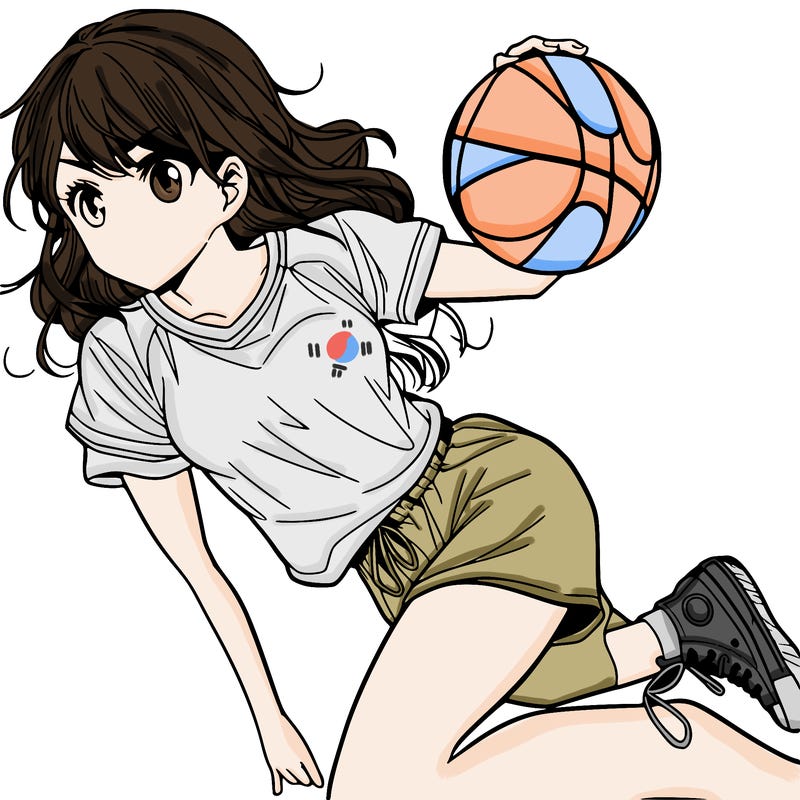 teen manga girl playing basketball