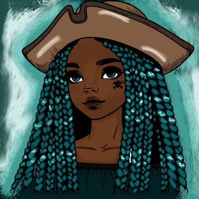 realistic girl with box braids and i realistic pirate hat