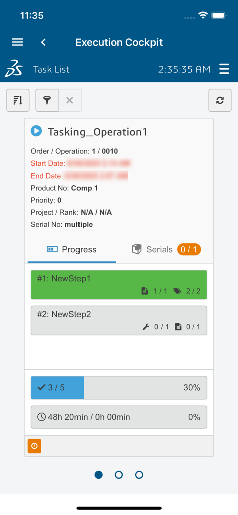 DELMIA Apriso - DELMIA Apriso mobile Benutzeroberfläche zur Überwachung von Produktionsaufgaben und des Fortschritts
