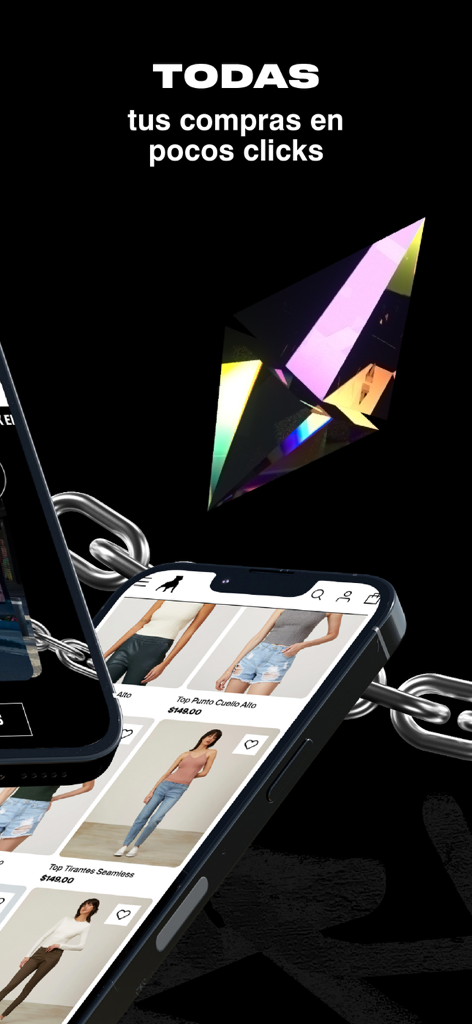 Cuidado Con el Perro - Pantalla móvil de la app Cuidado Con el Perro mostrando artículos de moda urbana y una interfaz de compra fácil