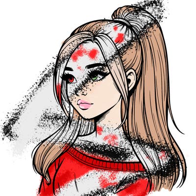 realistic girl with a high ponytail