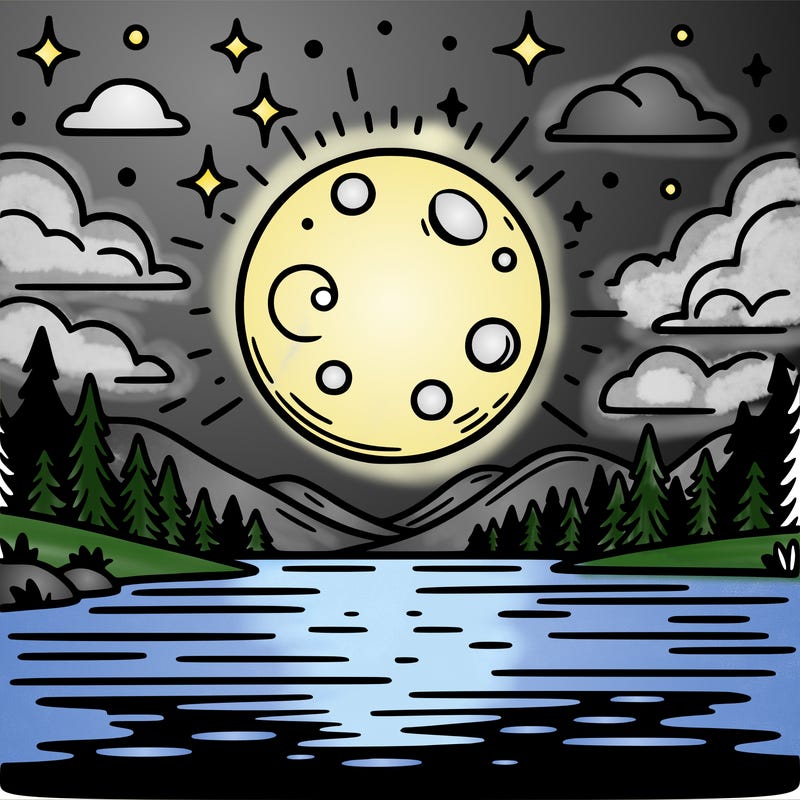 moonlight shining on a lake