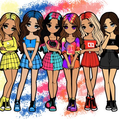 a group of girls realistic