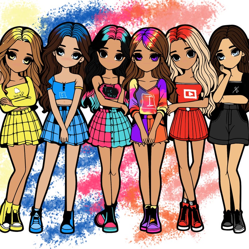 a group of girls realistic