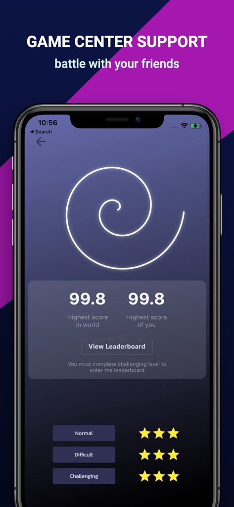 Point Paint - Draw Challenge - Point Paint app screen showing Game Center support and player high scores