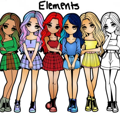 a group of girls realistic