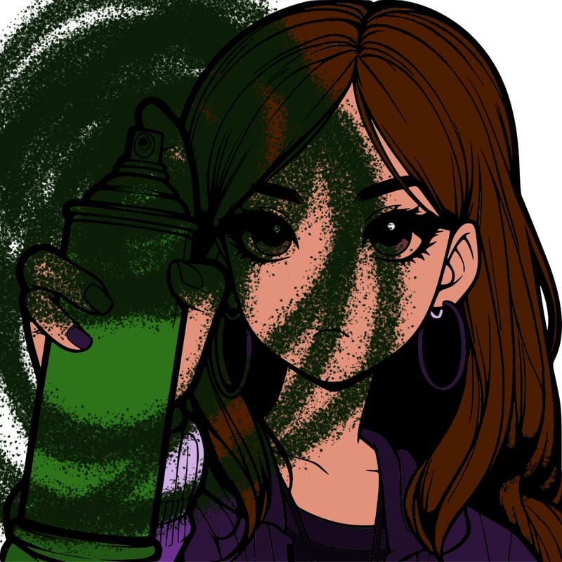 girl with spray can realistic