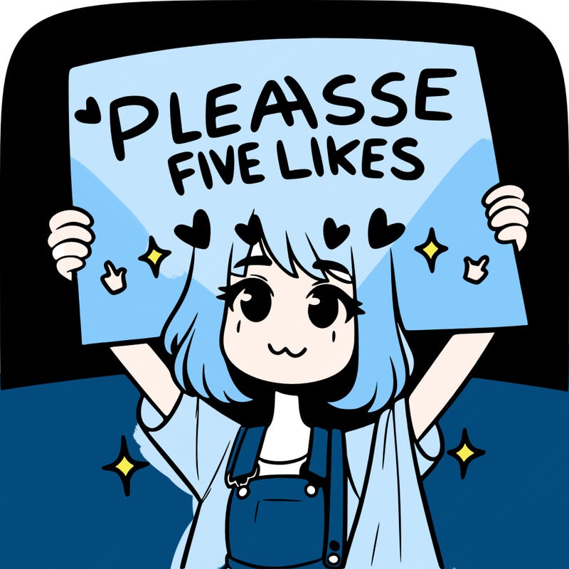 a girl holding up a sign that says please five likes