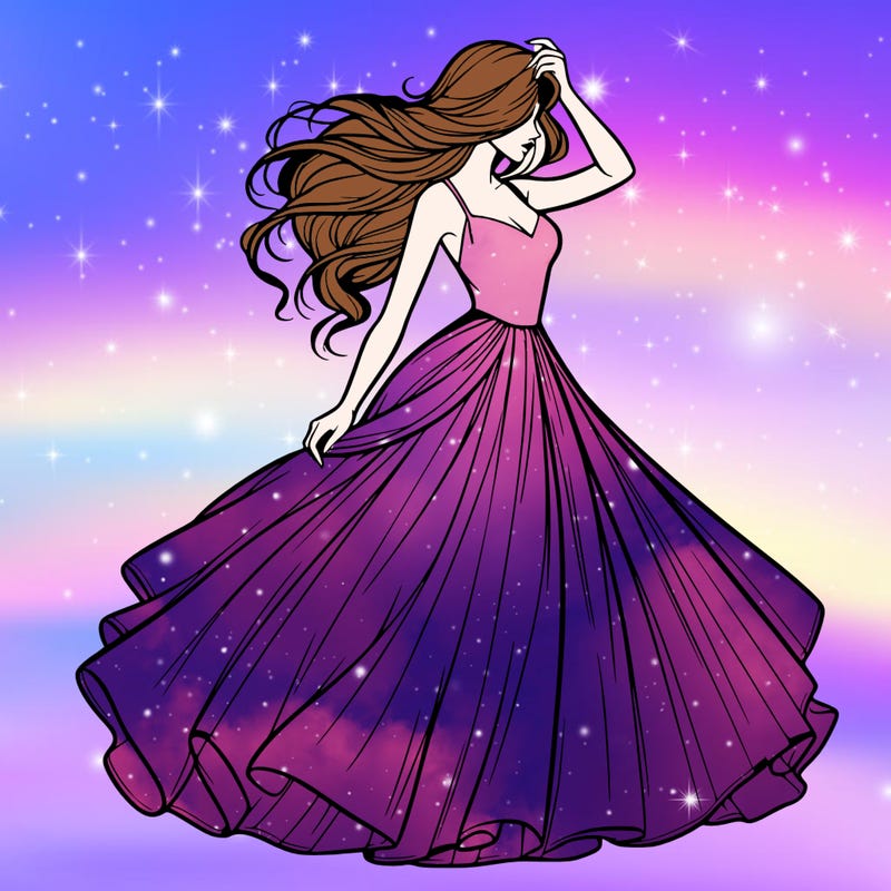 realistic woman with dress flowing in the wind