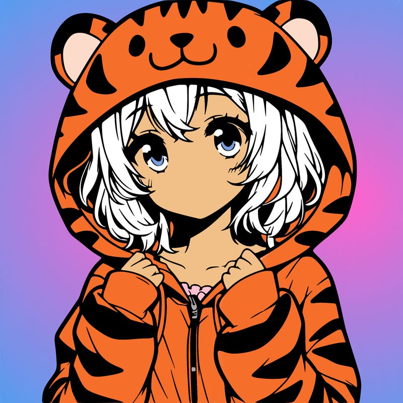 anime girl in a tiger hoodie