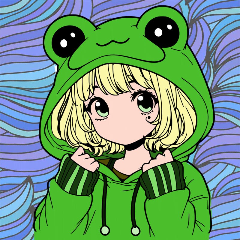a cute teenage girl wearing a frog hoodie