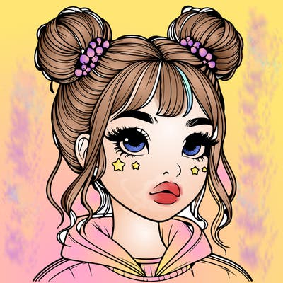 realistic girl with space buns