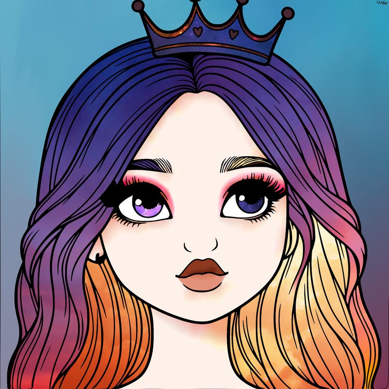 a realistic girl with a crown on