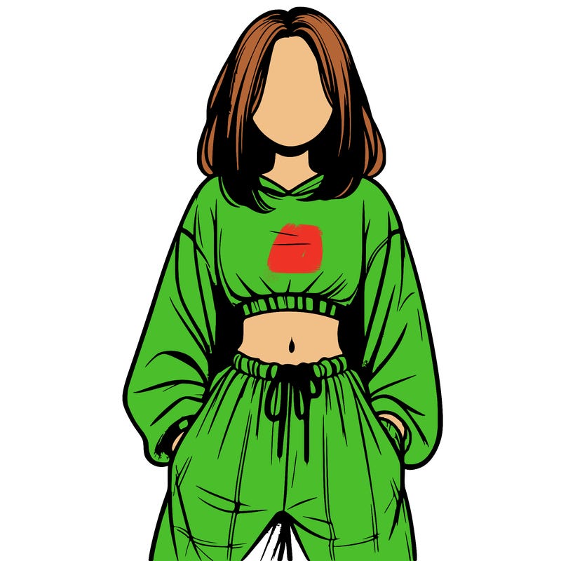 realistic girl faceless with baggy pants and a crop top