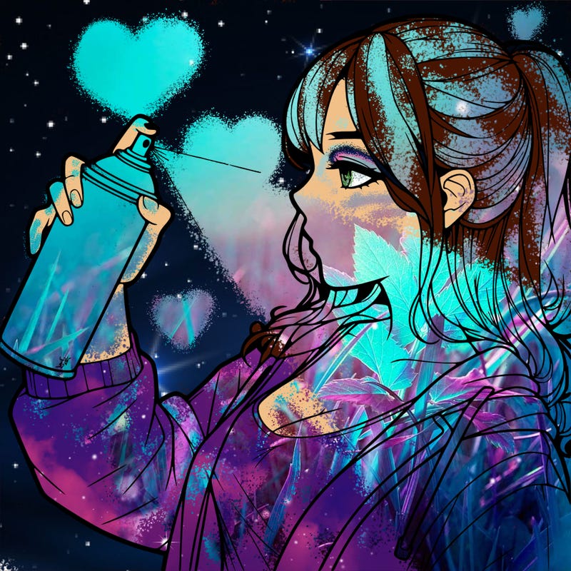 a realistic girl spray, painting