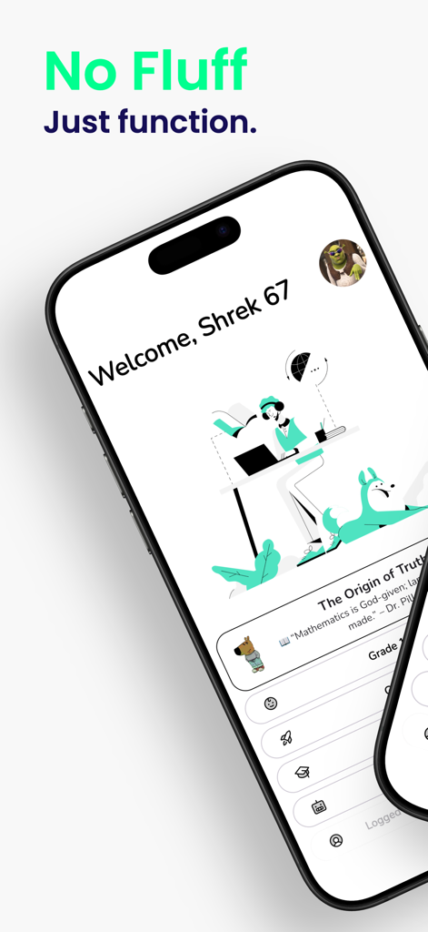 Grade 10,11,12 Mathematics App - Pantalla de teléfono inteligente que muestra el panel de usuario de una aplicación de estudio de matemáticas para estudiantes de secundaria.