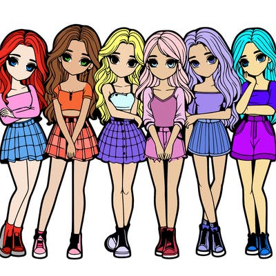 a group of girls realistic