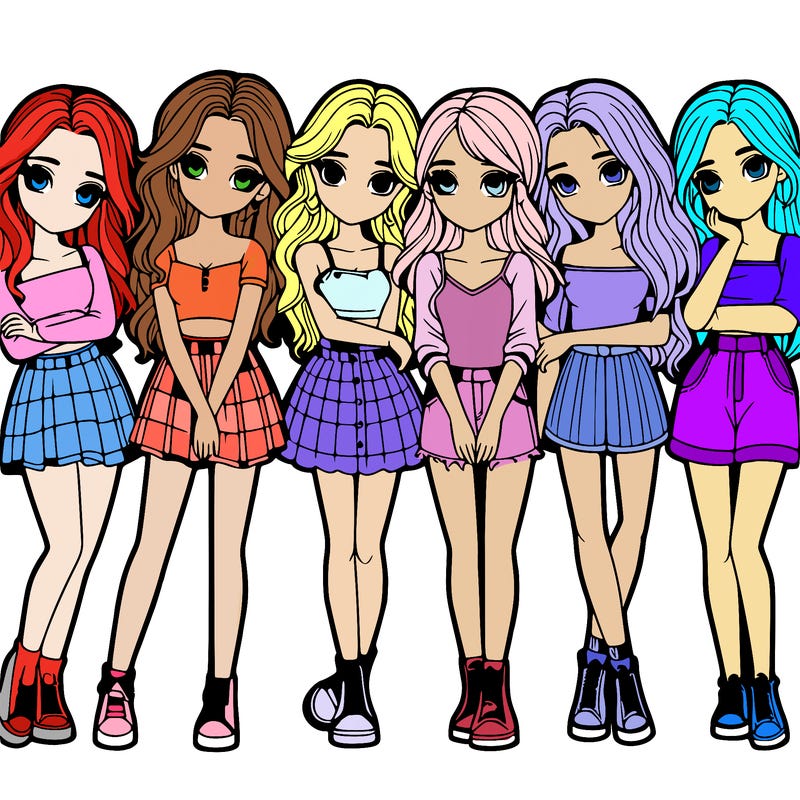 a group of girls realistic