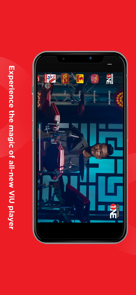 Dialog ViU mobile app interface showing the video player and a list of Sri Lankan TV channels.