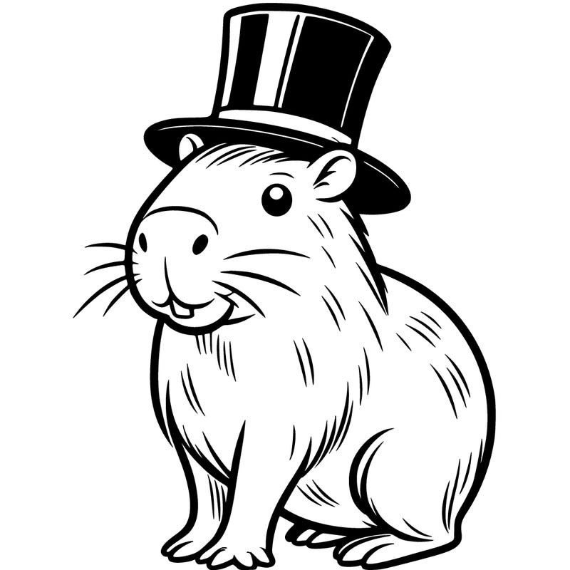 capybara wearing top hat like a magician