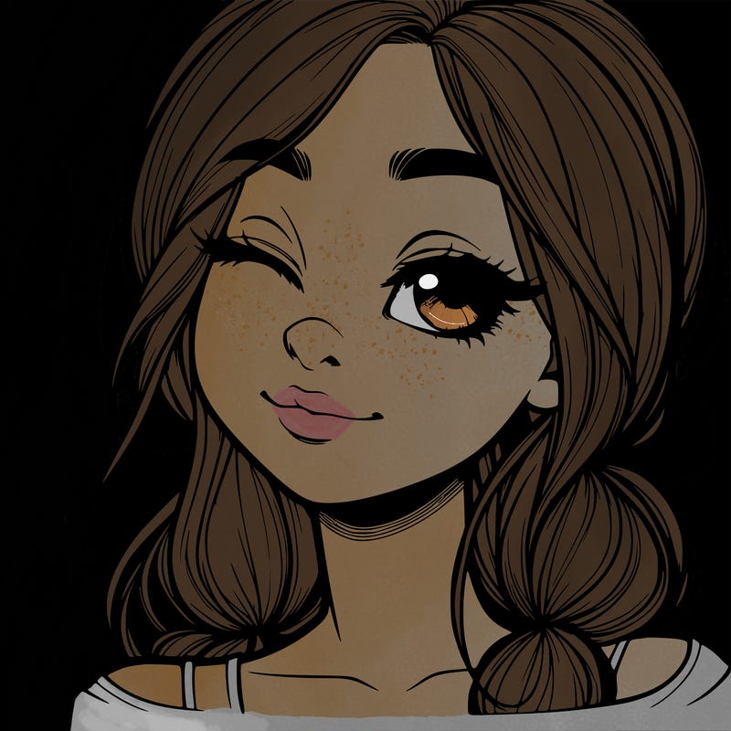 realistic girl with squinted eyes