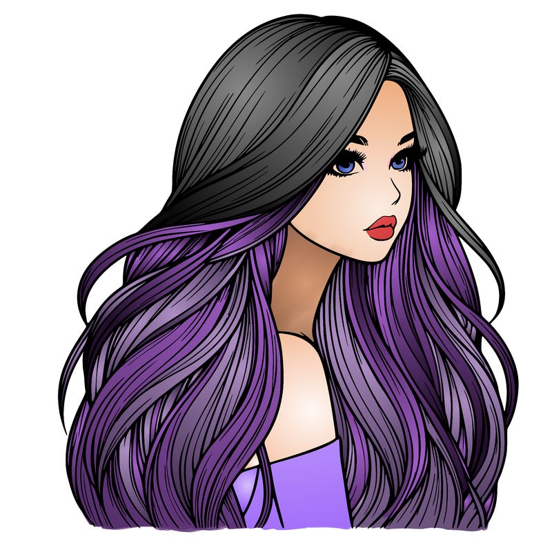 realistic girl with long realistic hair