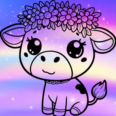 cow with flower crown