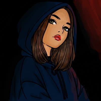 a realistic girl in a hoodie