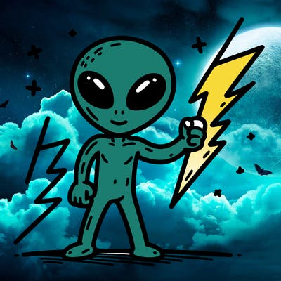 alien with a lightning bolt