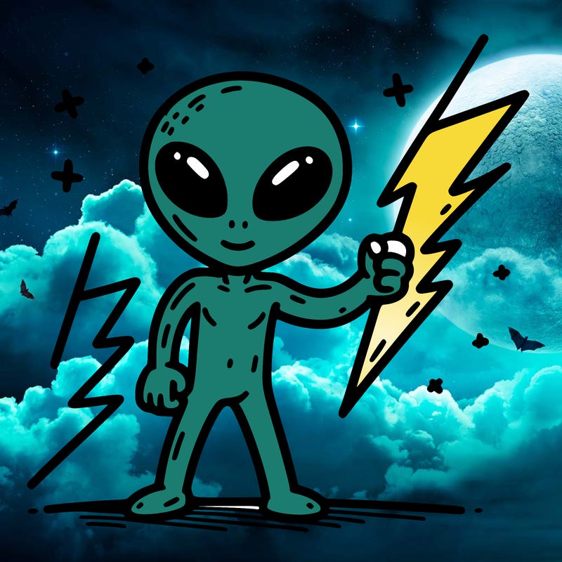 alien with a lightning bolt